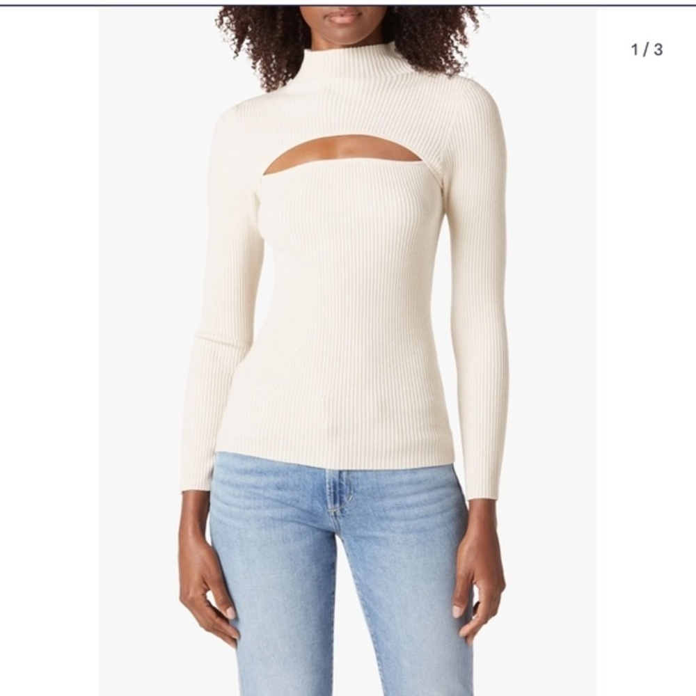 JOE'S JEANS  RIYA REVERSIBLE CUTOUT Wool SWEATER Off white NWT Size L